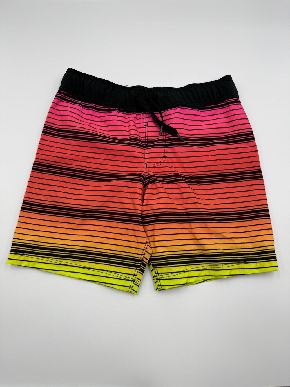 Hurley Boys Size 4 Neon Stripe Board Shorts Swim Trunks Surf Beach Multicolor